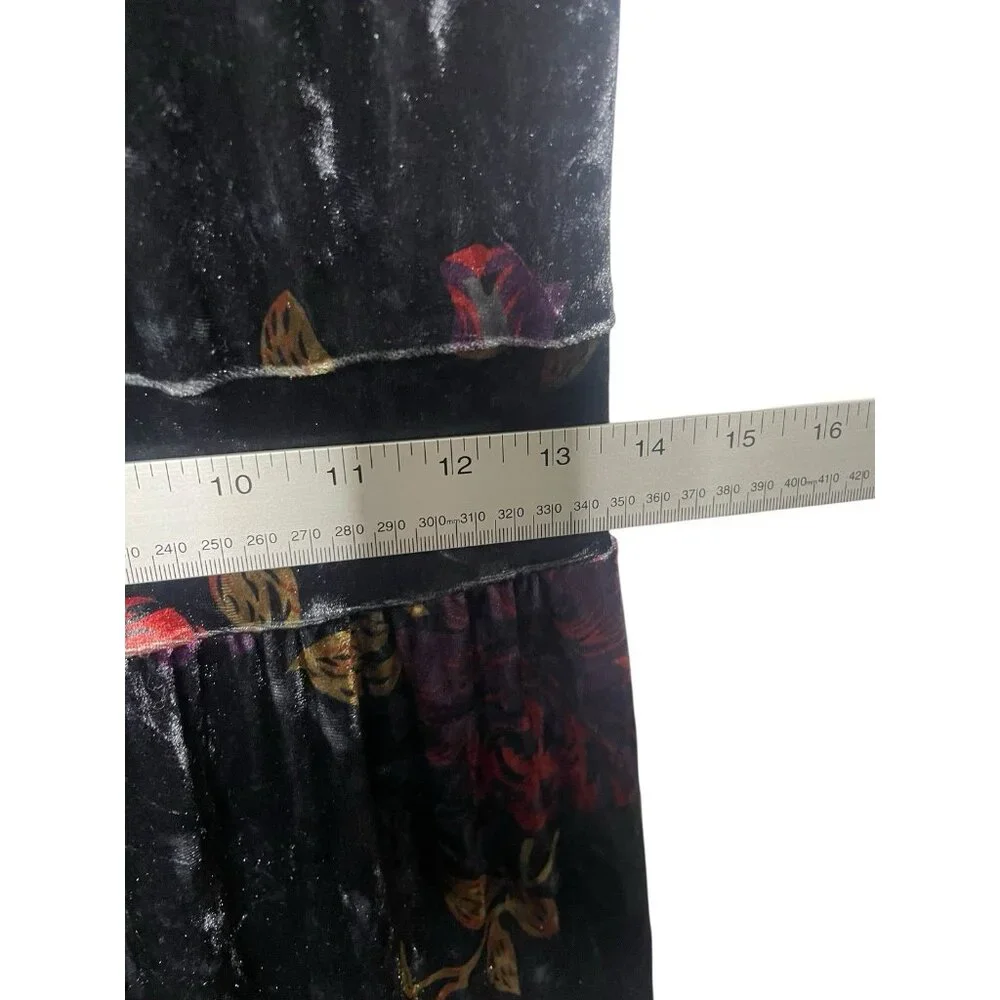 The Pyramid Collection Velvet Tiered Maxi Dress S Black Floral Whimsy Goth Witch - Picture 5 of 8
